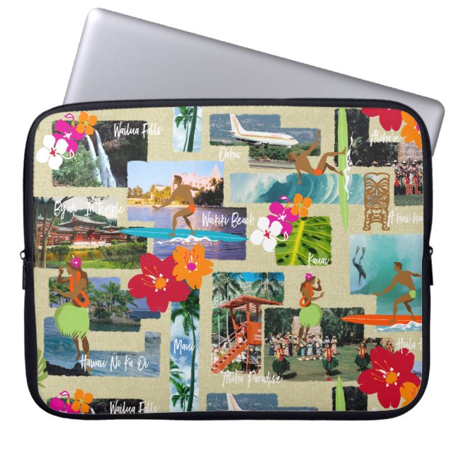 Aloha Paradise Hawaiian Vintage Postcard Wetdress Laptop Fodral (Framsidan)