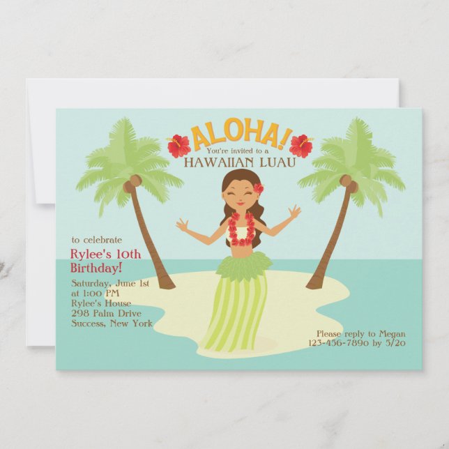 Aloha Party-inbjudan Inbjudningar (Framsida)