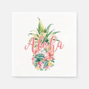 Aloha Party Tropical Blommigt Pineapple Pappersservett