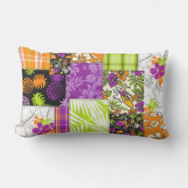 Aloha Patchwork Hawaiian Tropical Prints - Violet Lumbarkudde