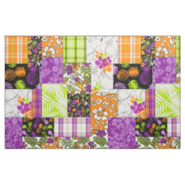 Aloha Patchwork Hawaiian Tropical Prints - Violet Tyg