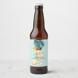 Aloha Pina Colada Grönt Cocktail Födelsedagsfest Ölflaska Etikett