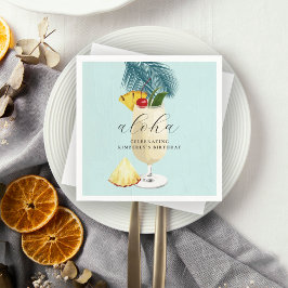 Aloha Pina Colada Grönt Cocktail Födelsedagsfest Pappersservett
