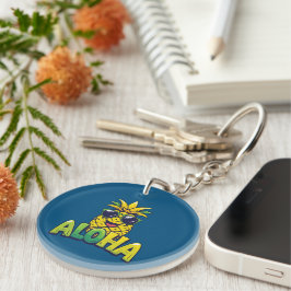 Aloha Pineale Collection Teal Acrylic Keychain