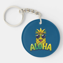 Aloha Pineale Collection Teal Acrylic Keychain