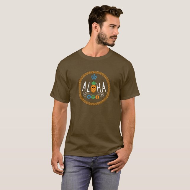 Aloha Pineale Design - Grundläggande Mörk T-Shirt (Hel framsida)