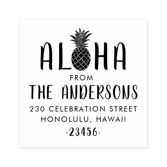 Aloha Pineapple Anpassningsbar Family Namn Returad Stämpel (Tryck)
