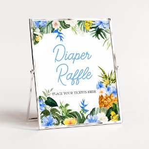 Aloha Pineapple Baby Shower Blöja Lotteri Skylt