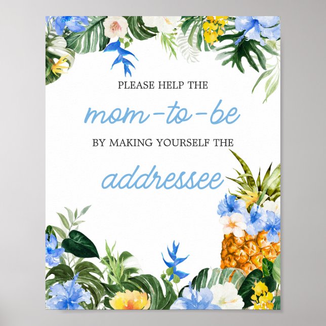 Aloha Pineapple Baby Shower Envelope Station Sign Poster (Framsidan)