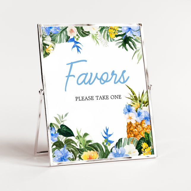 Aloha Pineapple Baby Shower Fördelar Tecken Poster (Aloha Baby Shower Sign)