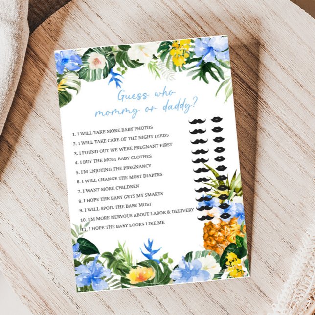 Aloha Pineapple Baby Shower Gissa Vem Spel (Aloha Baby Baby Shower Game)
