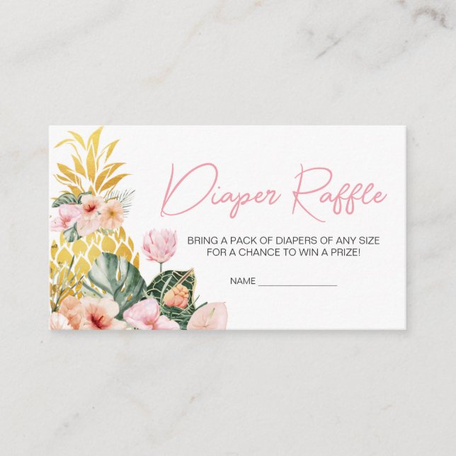 Aloha Pineapple Baby Shower Raffle Tilläggskort (Framsida)