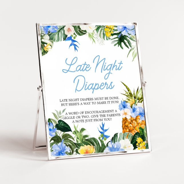 Aloha Pineapple Baby Shower Sent Blöjbrytsskylt fö Poster (Aloha Baby Shower Sign)