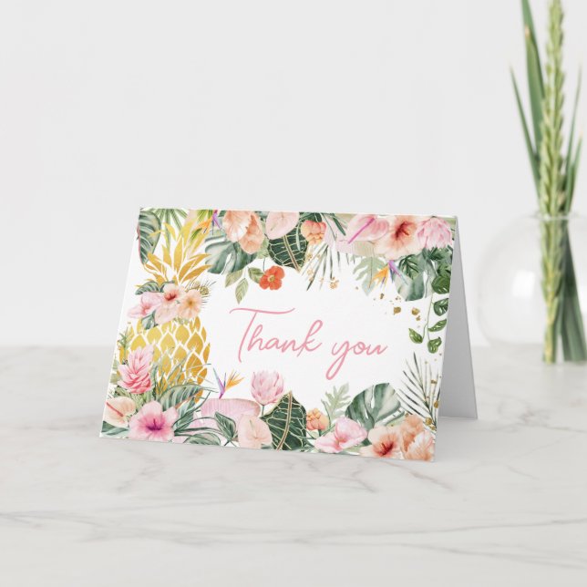 Aloha Pineapple Baby Shower Tack Kort (Framsida)