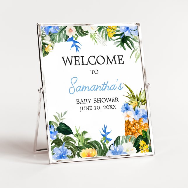 Aloha Pineapple Baby Shower Välkomstskylt Poster (Aloha Baby Shower Sign)