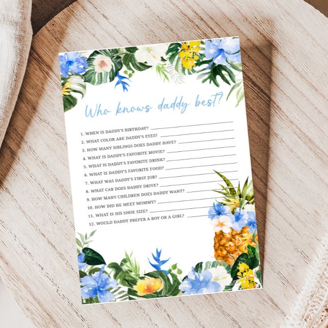Aloha Pineapple Baby Shower Vem Känner Pappa Bäst  (Aloha Baby Baby Shower Game)