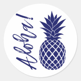 Aloha Pineapple Beach Wedding Luau | vit marin flo Runt Klistermärke