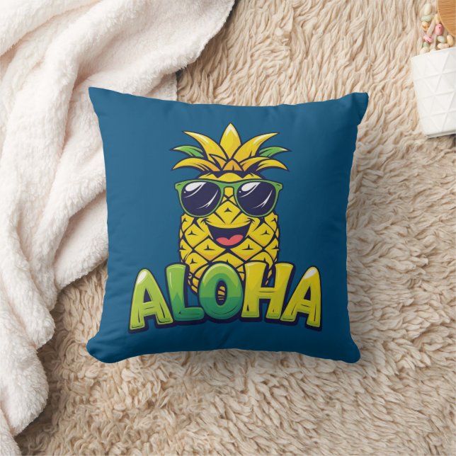 Aloha Pineapple Collection Teal Dekorativ kudde (Filt)