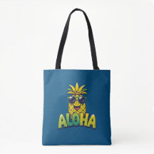 Aloha Pineapple Collection Teal Shoulder Tote Bag