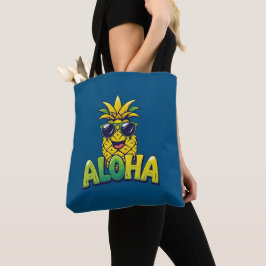 Aloha Pineapple Collection Teal Shoulder Tote Bag Tygkasse