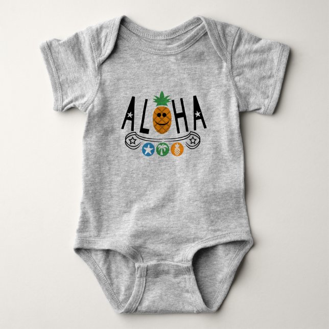 Aloha Pineapple Design - Baby Jersey Bodykostym T Shirt (Framsida)