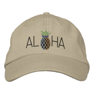 Aloha Pineapple Embroidery Graphic on Broderad Keps
