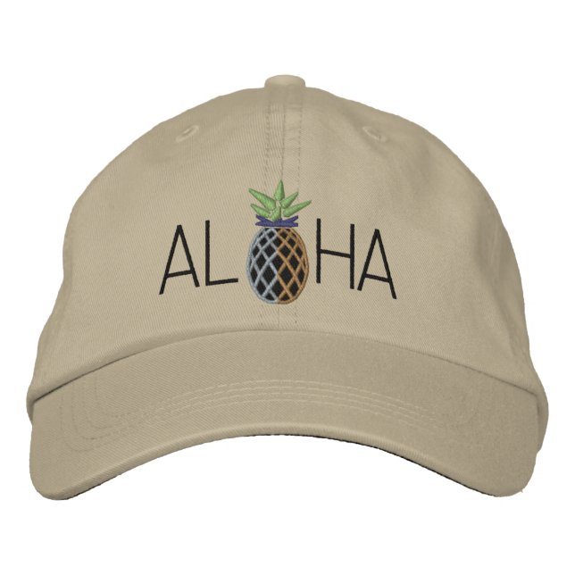 Aloha Pineapple Embroidery Graphic on Broderad Keps (Framsida)