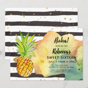 Aloha Pineapple Födelsedagsfest inbjudan