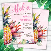 Aloha-pineapple-födelsedagsfestinbjudan
