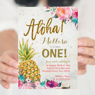 Aloha Pineapple, första födelsedagsinbjudan Inbjudningar