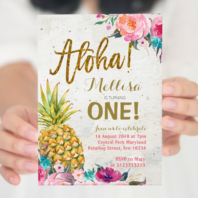 Aloha Pineapple, första födelsedagsinbjudan Inbjudningar (Skapare uppladdad)