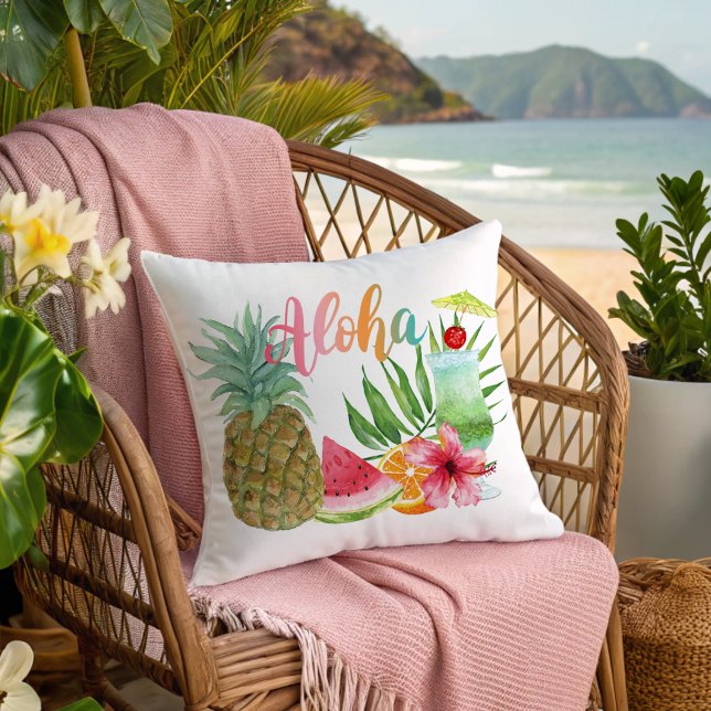 Aloha Pineapple Handflatan Hibiscus & Tropical Coc Kudde (Skapare uppladdad)