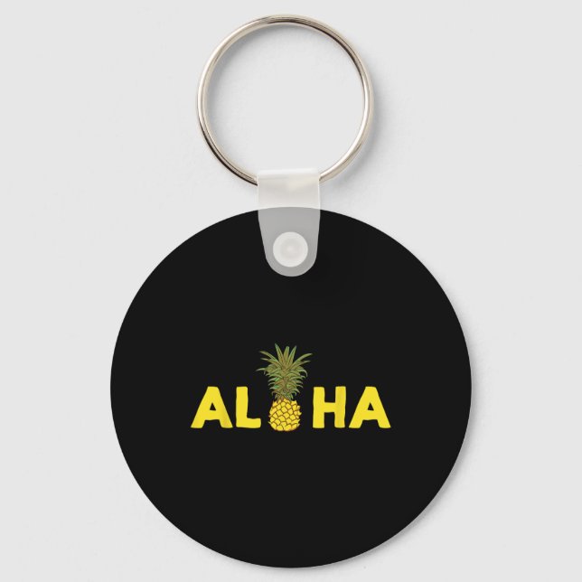 Aloha Pineapple Hawaii Vacation Beach Tropical Nyckelring (Framsida)