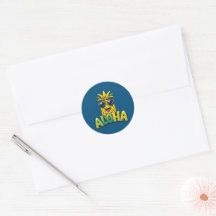 Aloha Pineapple Kollektion Teal Runda Klistermärke