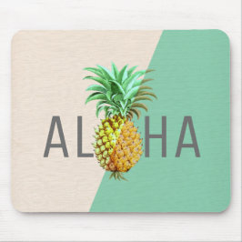 Aloha Pineapple, Linen Struktur Beige & Grönt Musmatta