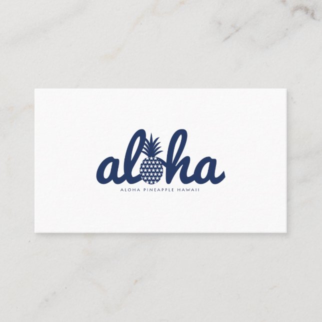 Aloha pineapple LogoColor-Navy Visitkort (Framsida)