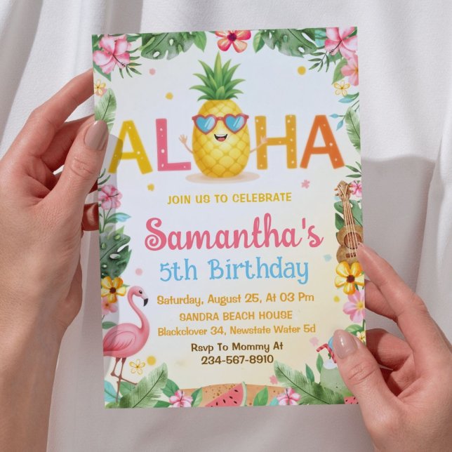 Aloha Pineapple Party Birthday-inbjudan Inbjudningar (Aloha Pineapple Party Birthday Invitation)