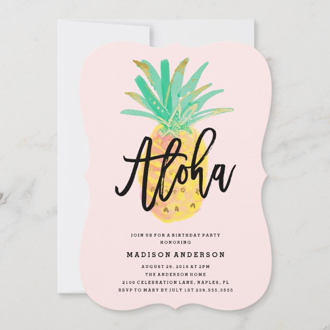 Aloha Pineapple Party-inbjudan Inbjudningar (Framsida)