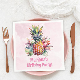 Aloha Pineapple Sommar Födelsedagsfest Pappersservett