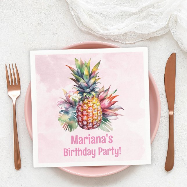 Aloha Pineapple Sommar Födelsedagsfest Pappersservett (Skapare uppladdad)