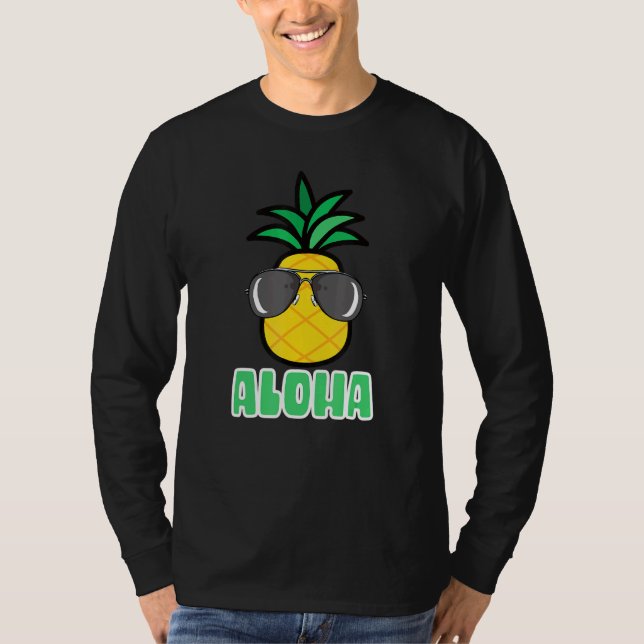 Aloha Pineapple Sunglasses Hawaiian Tiki T Shirt (Framsida)