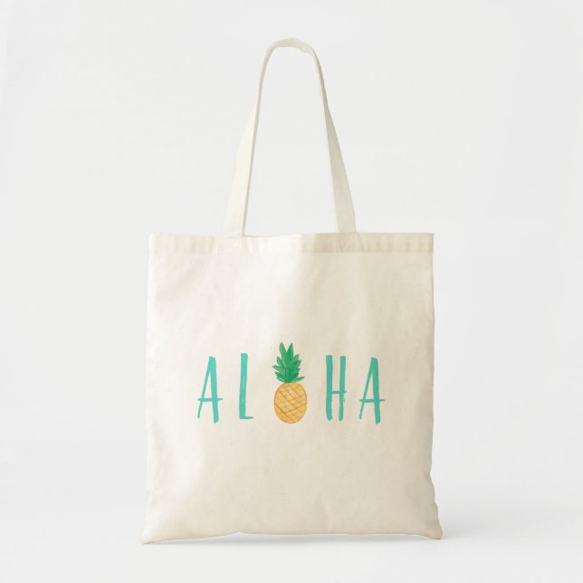 Aloha Pineapple Tropical Tote Bag Tygkasse (Framsidan)