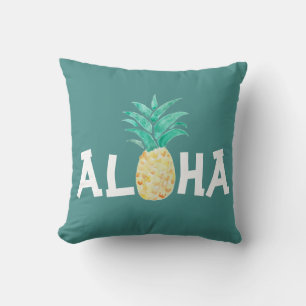 Aloha Pineapple Watercolor Painting Pillow Kudde