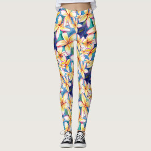 Aloha Plumeria Blommar Yoga Byxor Leggings