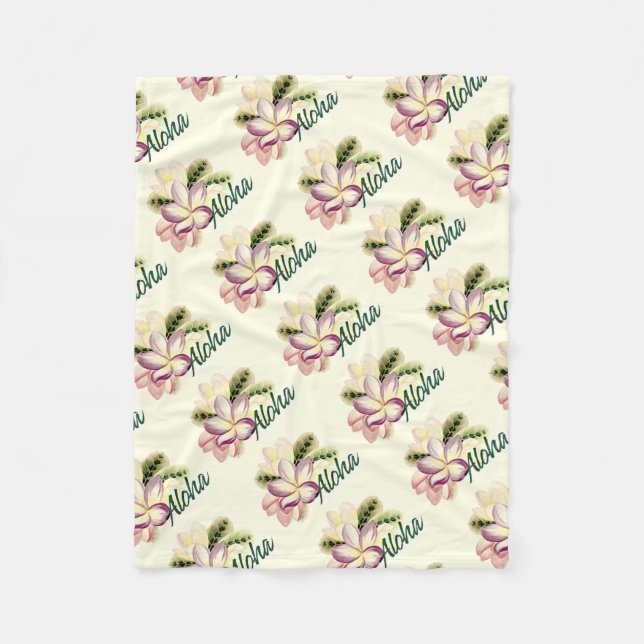 Aloha Plumeria Fleecefilt (Framsidan)