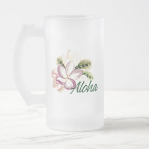 Aloha Plumeria Frostat Ölglas