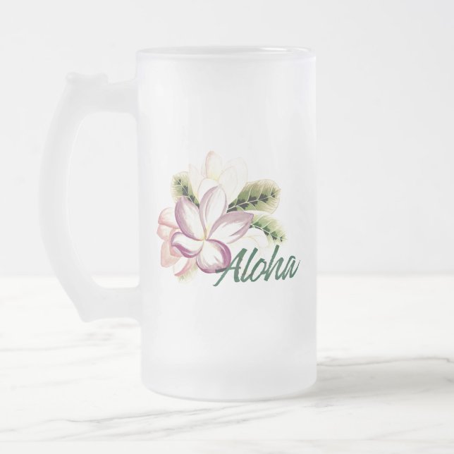 Aloha Plumeria Frostat Ölglas (Vänster)
