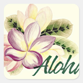 Aloha Plumeria Fyrkantigt Klistermärke