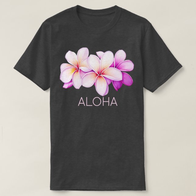 Aloha Plumeria Hawaiian TShirt T Shirt (Design framsida)