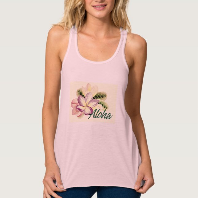 Aloha Plumeria Linne Med Racerback (Framsida)